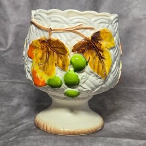 Fall Harvest Leaves and Grapes Planter Relpo Thanksgiving Vintage Ceramic MCM